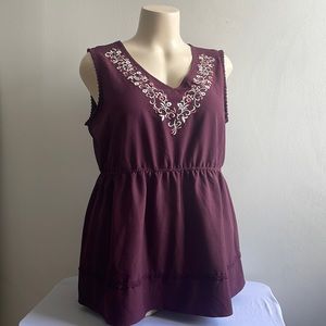 Embroidered Purple Top 1X Warehouse One